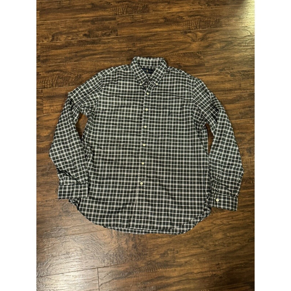 Polo Ralph Lauren Plaid Green Red Long Sleeve Button Down Cotton Shirt Size XL